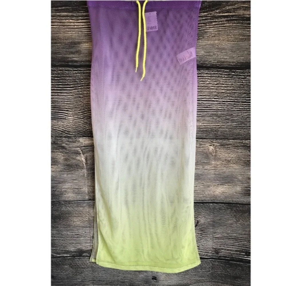 Retro Lilac Neon Ombre Contrast Mesh Maxi Skirt